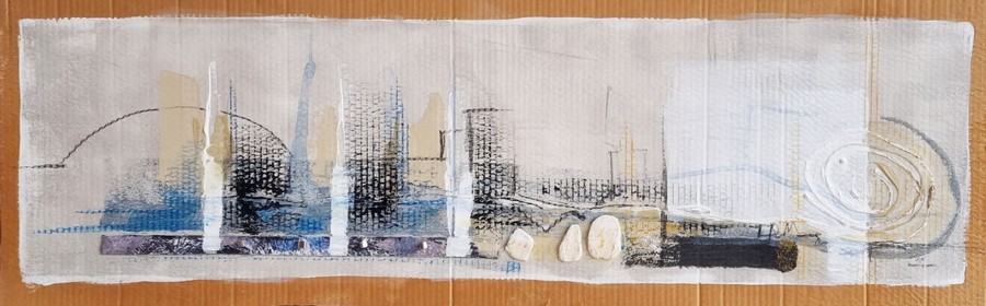 2022, tecnica mista su cartone, cm 35x125 il respiro dell'arte nel paesaggio urbano n.2