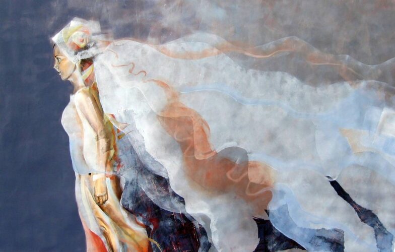 2010, tecnica mista su tela, cm 100x150 la sposa trattenuta